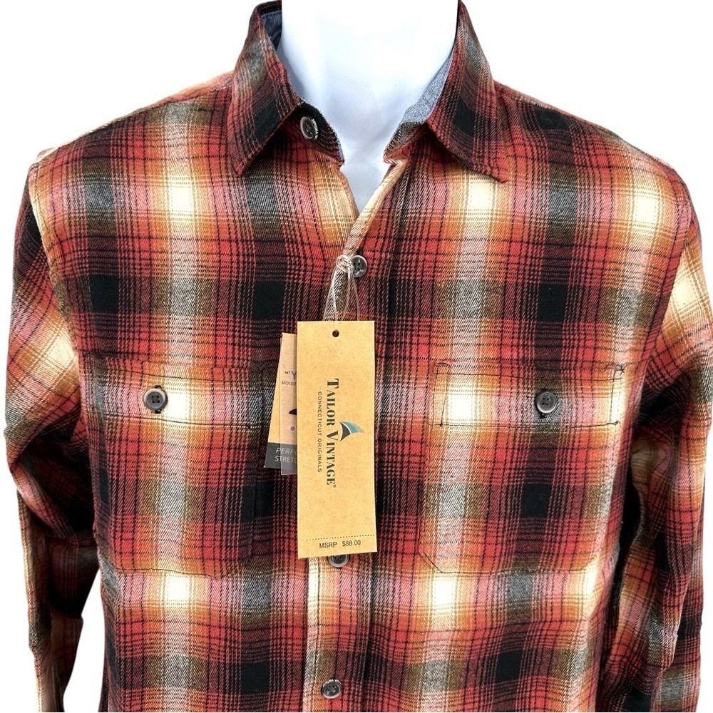 Tailor Vintage Flannel Shirt LuxePerformance Maple Lodge Plaid Men's Small NWT